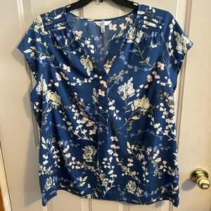 Croft & Barrow Sz 1X very short sleeve polyester blouse
